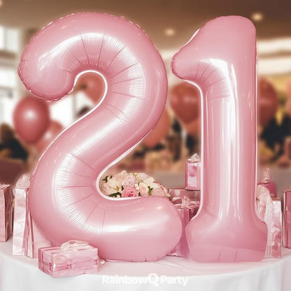 RainbowQ Pink 21 Balloon Number 40 Inch 0-40 Foil Large Balloons | Big Mylar 21 - Image 2