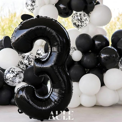 AULE 40 Inch Black Number Balloon 3 Foil 0-9 Birthday Big Numbers | Birthday - Image 2