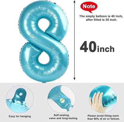 8 Balloon Number 40 Inch Pastel Blue Balloons - Image 6