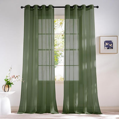 NICETOWN Voile Sheer Forest Green Curtains by NICETOWN