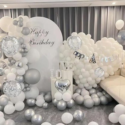 White and Silver Balloons, Metallic Silver and White Balloons Pearl White - Image 6