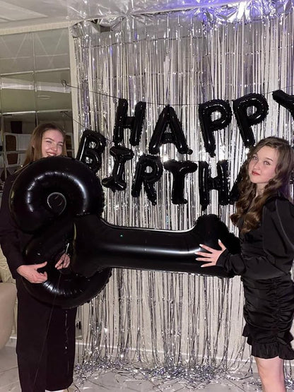 16" Black Letter Number Balloons, Happy Birthday & 2 Sets of A-Z 0-9, Foil - Image 4
