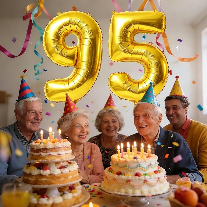 40 Inch Number 95 Balloons for 95th Birthday Party Decorations, 0-100 Gold - Image 2