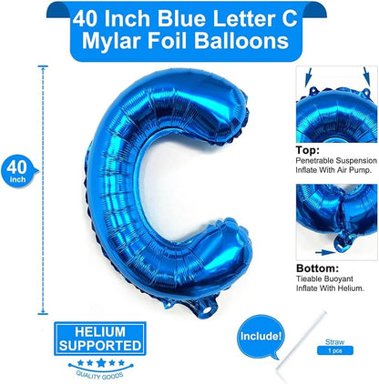 Lovoir 40 Inch Large Blue Letter C Balloons Big Size Jumbo Mylar Foil Helium - Image 2