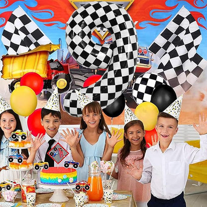 TONIFUL 40 Inch Large Checkered Number 9 Balloon 9th Birthday Decorations | 9th - Image 4