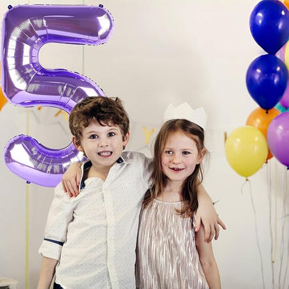Purple Number Balloons, 40 Inch Purple Balloon 5.5 Helium Balloon 5th Birthday - Image 4