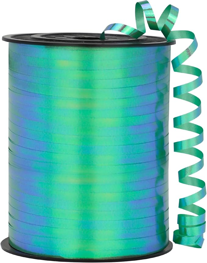 Green Ribbon - Iridescent Green Curling Ribbon, 500 Yards - Gift Wrapping by OMISELIO