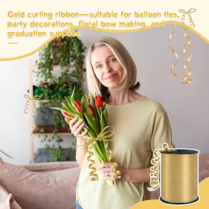 500 Yards Curling Ribbon，Gold Balloon String Ribbon，for Gift Wrapping，Party - Image 7