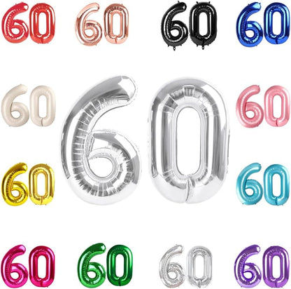 Silver Number 60 Balloon 40 Inch by IWERP