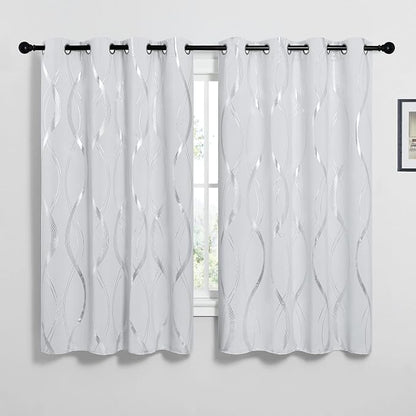 NICETOWN Greyish White Room Darkening Curtain Panels - Image 2