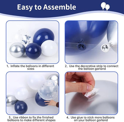 RUBFAC Blue and Silver Balloon Arch Kit - Image 3