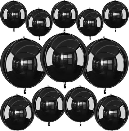 12Pcs Black Round Foil Balloons by vibzox