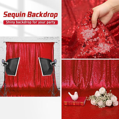 Eternal Beauty Red 3mm Sequin Backdrop 2x8 Ft 2 Pack Wedding | Dense Sparkle - Image 8