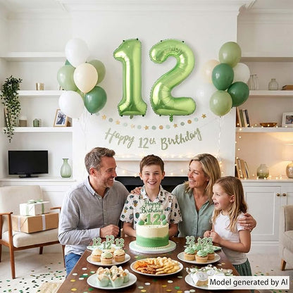 Light Green Number 12 Balloon 40 Inch, Glossy Double Digit Decoration | - Image 2