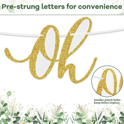 Greenery Baby Shower Banner Eucalyptus Leaves Oh Baby Tablecloth - Image 4