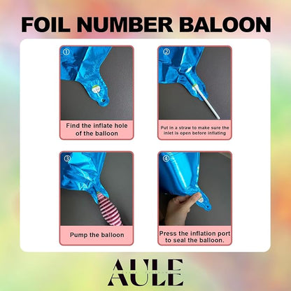 AULE 40 Inch 7 Blue Balloon Number Foil 0-9 Birthday Big Numbers | Birthday - Image 6