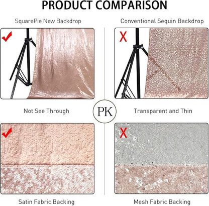 SquarePie 8x8ft Rose Gold Sequin Backdrop, High Density Non-Transparent Glitter - Image 7