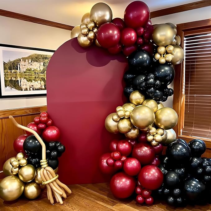 Black Burgundy Gold Balloon - Image 3