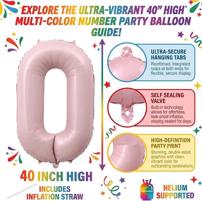 40 Inch Light Pink Number 0 Balloon - Image 2