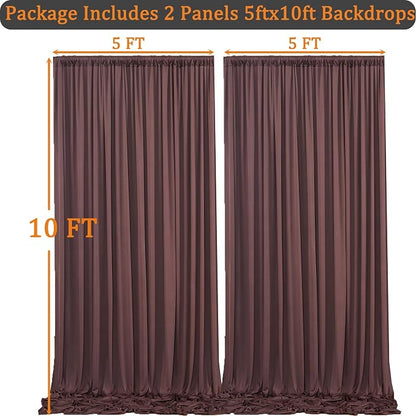 10ft x 10ft Wrinkle Free Brown Backdrop Curtains - Image 7