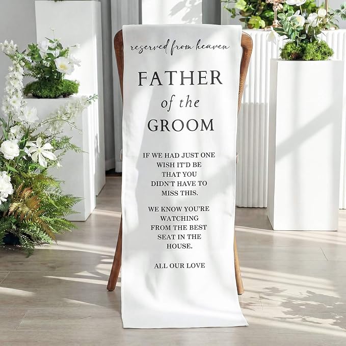 HunnmingRe Groom Father Wedding Memorial Reserved Chair Sign Banner in Loving by HunnmingRe