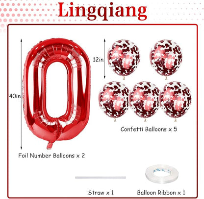 Red 30 Birthday Balloon Numbers, 40 Inch Big Foil Mylar Number 3 and 0 Balloons - Image 2