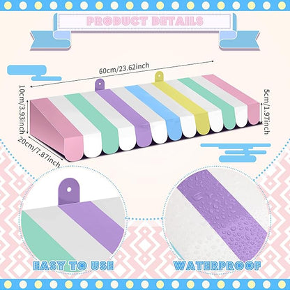 Boao 4 Pack Pastel Circus Awning Decoration Macaron 3D Stripe Cardboard Awning - Image 2