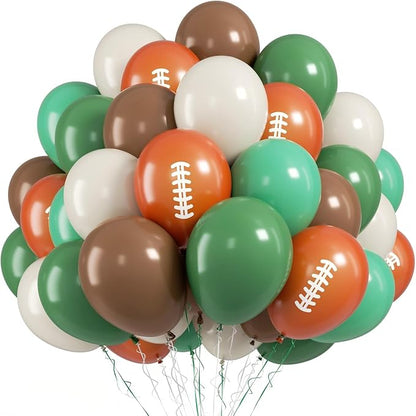 FunHot Football Balloons, 12 Inch Ivory Retro Green Football Printed Latex by FunHot