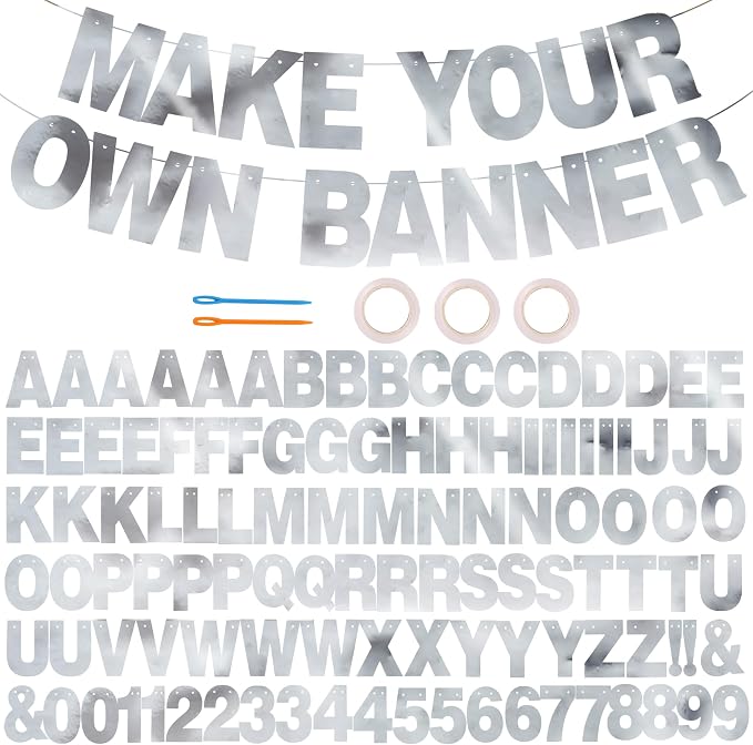 BEISHIDA Double-sided Silver 116Pc A-Z DIY Letter Custom Banner Party Decor | by Beishida