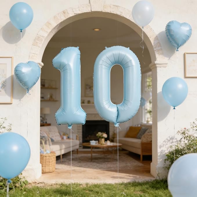 40 In Matte Blue Number Balloons Helium Foil Mylar Balloon Party Digital 2 | - Image 5