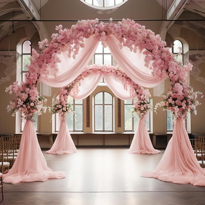 Blush Wedding Arch Draping Fabric Backdrop Drapes Sheer 4 Panels | 28.7"x20FT - Image 6