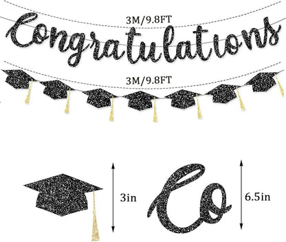 Pre Strung Congratulations Decorations Banner Graduation Class of 2026 Black - Image 3