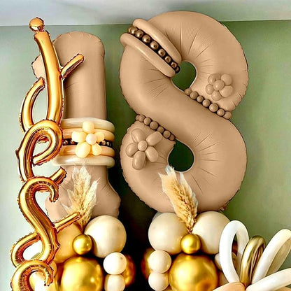 40 Inch Balloon Number 8 Nude, Large Apricot Foil Number Balloons Set 0-9 - Image 3