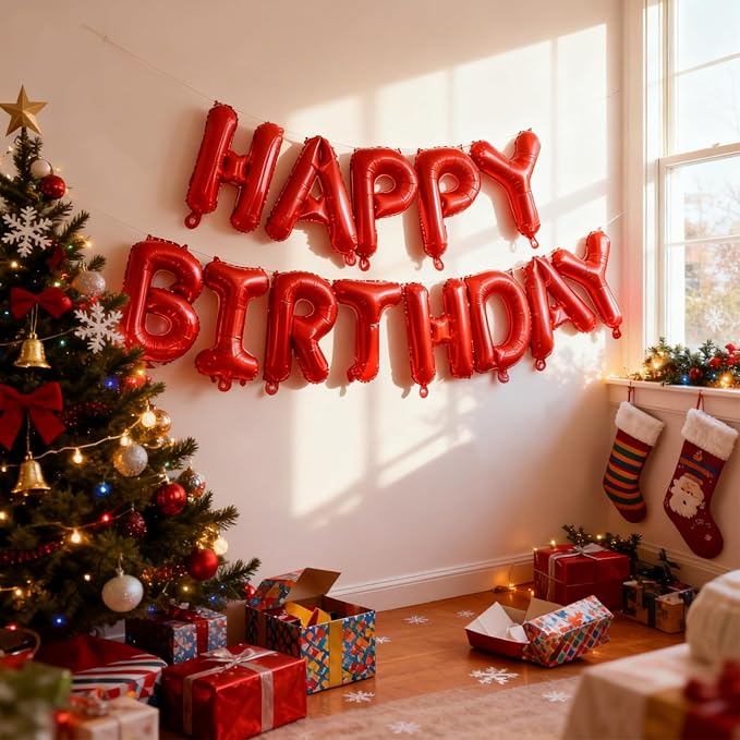 Red Happy Birthday Balloon Banner -16 Inch Mylar Foil Letters Balloons - Image 5
