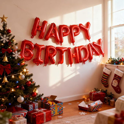 Red Happy Birthday Balloon Banner -16 Inch Mylar Foil Letters Balloons - Image 5
