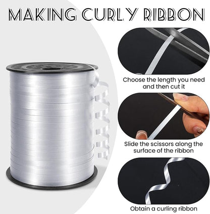 500 Yards Silver Curling Ribbon, 1/5 Inch Wide Balloons String Ribbons - Image 3