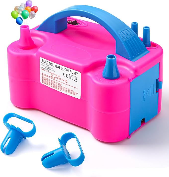 Voircoloria Balloon Pump Electric, Portable Automatic Dual Nozzle Inflator 110V by Voircoloria