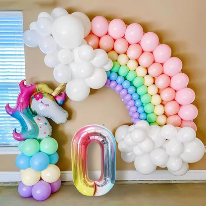 40 Inch Giant Rainbow Number 0 Balloons, Birthday Balloons, Helium Mylar Foil - Image 4