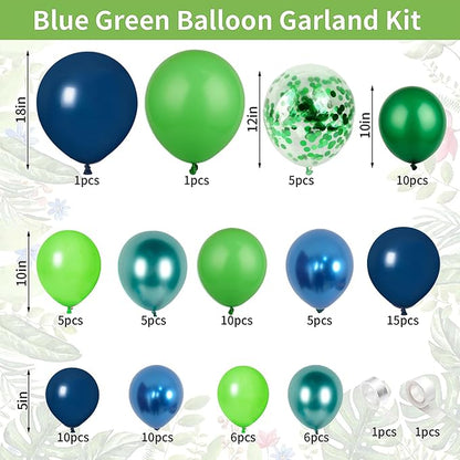 Green Dark Blue Balloon Garland Arch Kit, Dark Blue and Green Latex Balloons - Image 2