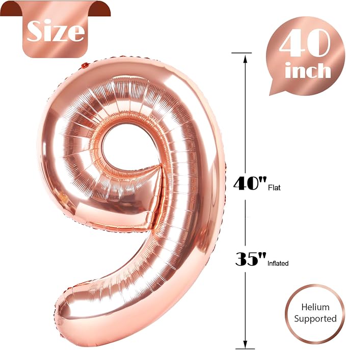 Rose Gold 9 Balloon - Image 5