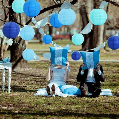BEISHIDA Blue Mix Paper Lanterns 16Pcs 6/8/10/12 Inch Round Chinese Lamp | - Image 4