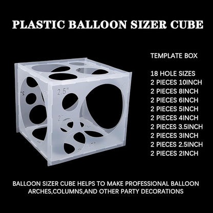 Auihiay 18 Holes Balloon Sizer Box Cube, 2-10 Inch Balloon Sizer | Collapsible - Image 3