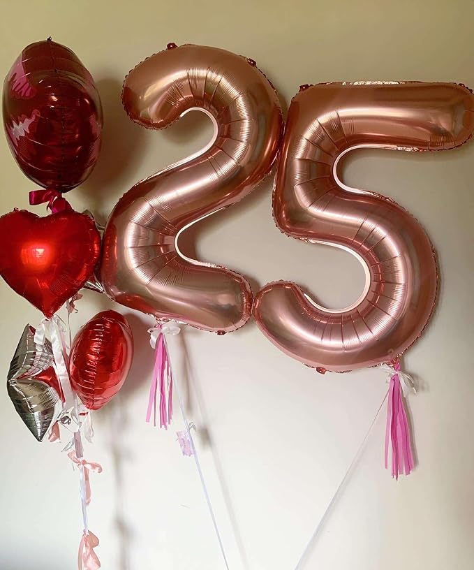 Rose Gold 26 Number Balloons, 40 Inch Giant Number 26 Balloons Foil Mylar - Image 5