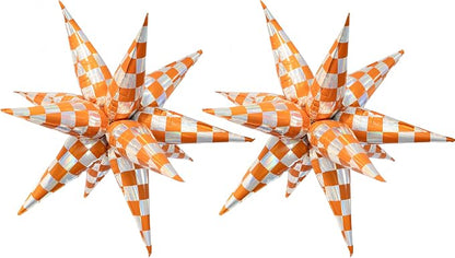 2 * 12Pcs Orange Silver Holographic Explosion Pointed Star Foil by baoonworlld