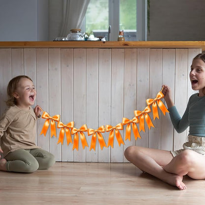 2 Strings of 16PCS Golden Yellow Bow Garlands Banner Decoration, Pre-Strung - Image 6