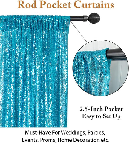 ShinyBeauty Sequin Backdrop 10x10FT Turquoise | Glitter Photo Background - Image 4