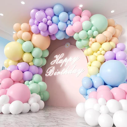 453Pcs Pastel Balloon Arch Kit, 7 Macaron Assorted Colors Balloon Garland Kit by PTGOLUO