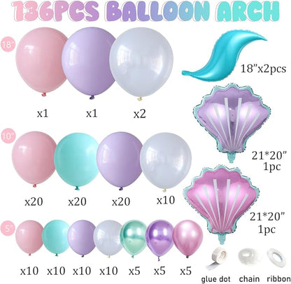 Mermaid Balloon Garland Arch Kit, Under The Sea Ocean Party Decorations | - Image 2