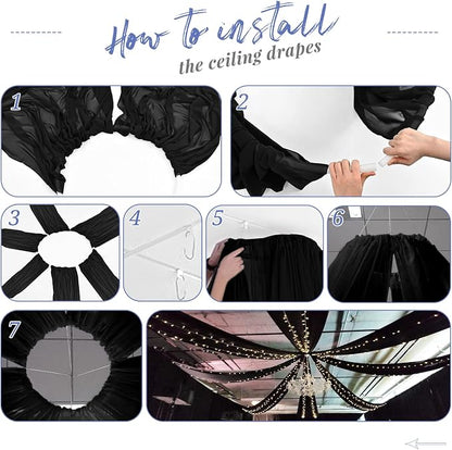 6 Panels Black Ceiling Drapes for Wedding Ceiling Drapes 5ftx10ft Wedding Arch - Image 7
