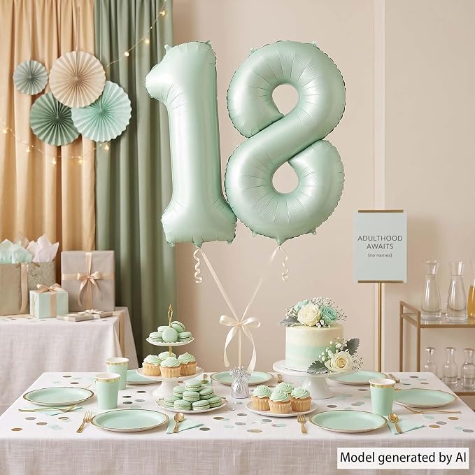 Olive Green Number 18 Balloon 40 Inch, Sign - Image 3